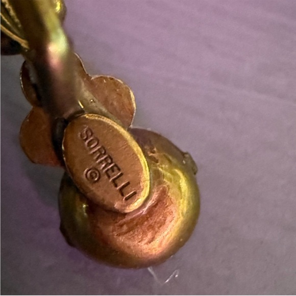 Sorrelli Brass Tone Crystal Drop Earrings NEW - Picture 3 of 4